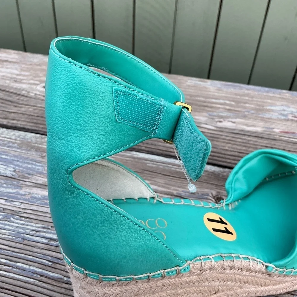 Clementine Ankle Strap Platform Wedge Teal Summer Sandal